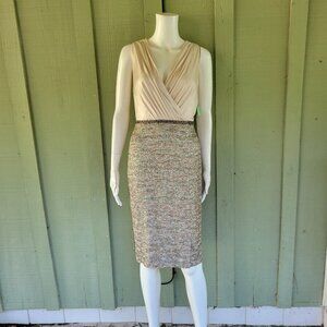 NWT KAY UNGER Beige Sparkly Boucle Skirt Dress 10